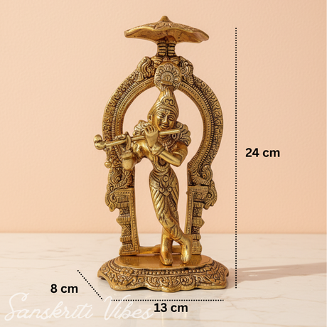 Glossy Metal Krishna Statue | Premium Krishna Murti for Home Temple, Puja Decor & Gifting - Retail Maharaj