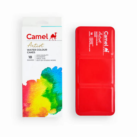 Camel Artist Water Colours Assorted Box of Cakes, 18 Shades with Brush - Retail Maharaj