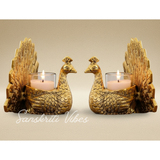 Metal Dancing Peacock Pair Candle Holder Vastu Figurine Decorative Showpiece for Home Décor and Gifting (Set of 2 pcs) - Retail Maharaj