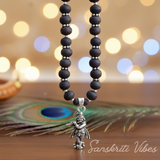 Black Tulsi Beads Krishna Ji Mala with Silver Caps | Handcrafted Devotional Necklace for Meditation & Spiritual Devotion