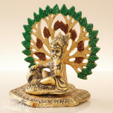 Gold-Plated Metal Kalpavriksha Tree with Matki Krishna Idol | Decorative Religious Showpiece for Home, Temple & Gifting - Retail Maharaj