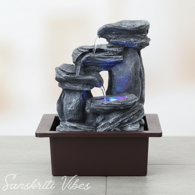 Stone Water Fountain Polyresin Showpiece Decorative Indoor Fountain for Home Garden and Living Room (26 cm) - Retail Maharaj
