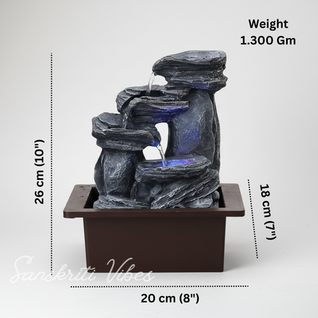 Stone Water Fountain Polyresin Showpiece Decorative Indoor Fountain for Home Garden and Living Room (26 cm) - Retail Maharaj