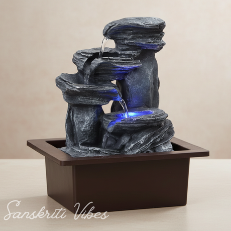 Stone Water Fountain Polyresin Showpiece Decorative Indoor Fountain for Home Garden and Living Room (26 cm) - Retail Maharaj