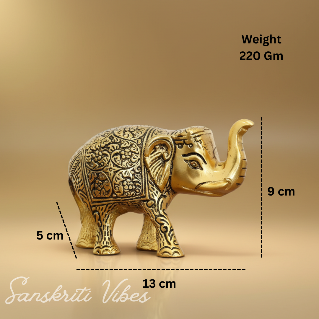 Handcrafted Gold-Plated Metal Elephant Showpiece Vastu Decorative Statue for Home and Office Décor - Retail Maharaj
