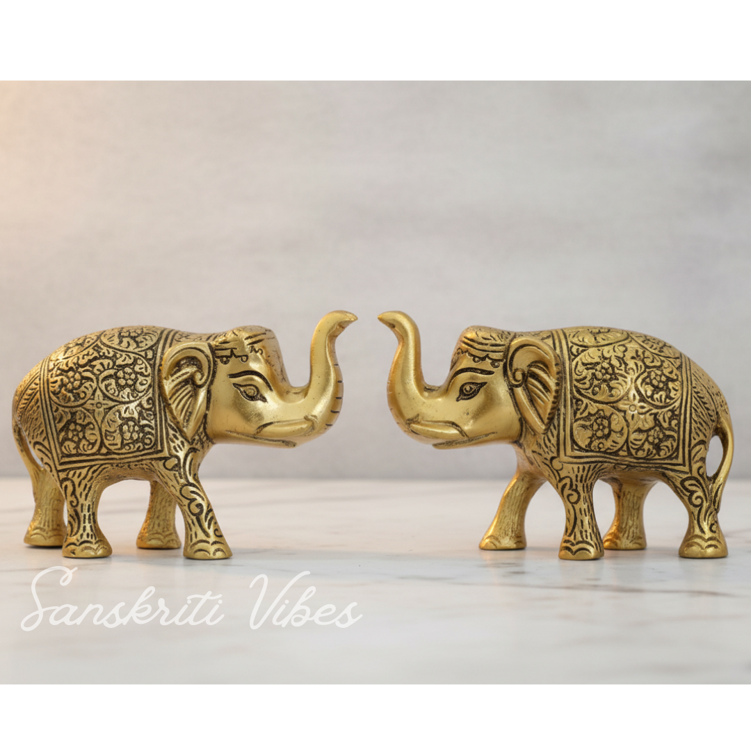 Handcrafted Gold-Plated Metal Elephant Showpiece Vastu Decorative Statue for Home and Office Décor - Retail Maharaj