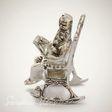 Metal Chair Ganesh Ganpati Idol with Reading Ramayan Metallic Gold Finish Traditional Indian Decorative Showpiece - Retail Maharaj