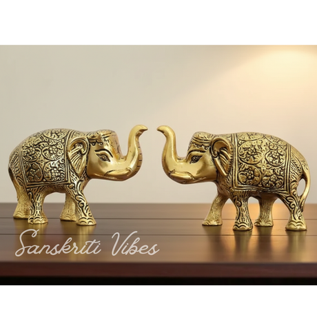 Handcrafted Gold-Plated Metal Elephant Showpiece Vastu Decorative Statue for Home and Office Décor - Retail Maharaj