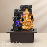 Ganesh Waterfall Design Table Top Colour Changing Lights Fountain Polyresin Showpiece for Home and Office Décor (30 cm) - Retail Maharaj