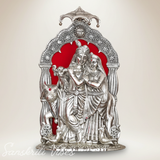 Silver Metal Radha Krishna with Cow Idol | Ornate 33 cm Decorative Showpiece for Puja Room, Home & Office - Retail Maharaj