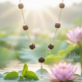 Lotus Tulsi Beads Mala with Silver Chain Spiritual Rosary for Protection and Devotion