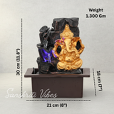 Ganesh Waterfall Design Table Top Colour Changing Lights Fountain Polyresin Showpiece for Home and Office Décor (30 cm) - Retail Maharaj