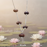 Lotus Tulsi Beads Mala with Silver Chain Spiritual Rosary for Protection and Devotion