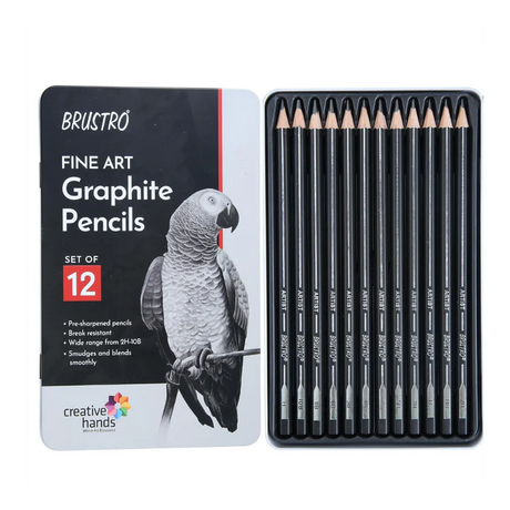 Brustro Artists Fineart Graphite Pencil Set 12 Pencils for Drawing and Shading - Retail Maharaj