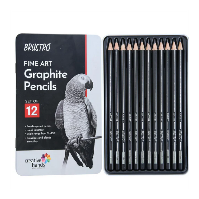 Brustro Artists Fineart Graphite Pencil Set 12 Pencils for Drawing and Shading - Retail Maharaj