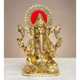 Ganesh Idol Metal Statue Murti for Pooja and Home Decor Glossy Finish Handmade Ganpati Showpiece by Sanskriti Vibes - Retail Maharaj
