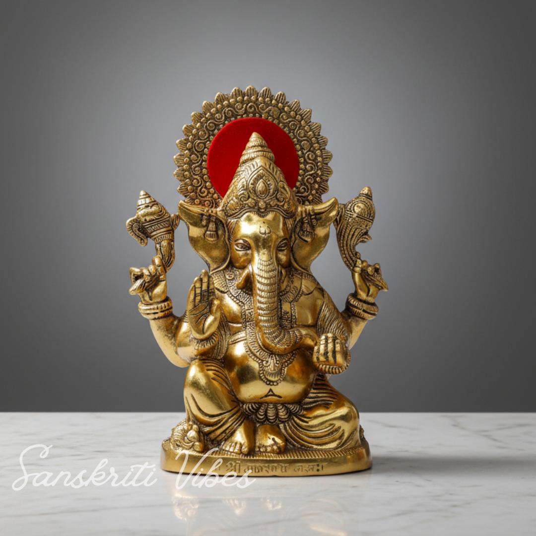 Ganesh Idol Metal Statue Murti for Pooja and Home Decor Glossy Finish Handmade Ganpati Showpiece by Sanskriti Vibes - Retail Maharaj