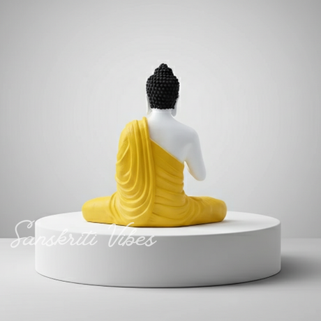 Meditating White Color Buddha Idol Statue Showpiece for Home Garden Living Room Decor Decoration Gift Gifting Items, 14 inches / 35cm / 1 Feet, Buddha - Retail Maharaj