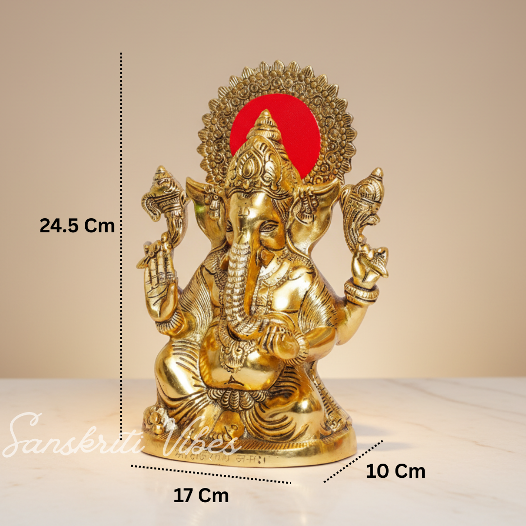Ganesh Idol Metal Statue Murti for Pooja and Home Decor Glossy Finish Handmade Ganpati Showpiece by Sanskriti Vibes - Retail Maharaj