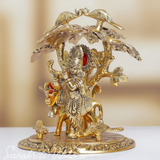 Krishna Playing Flute with Kamdhenu Cow Under Tree | Metal Glossy Finish Statue for Pooja Room & Home Décor - Retail Maharaj
