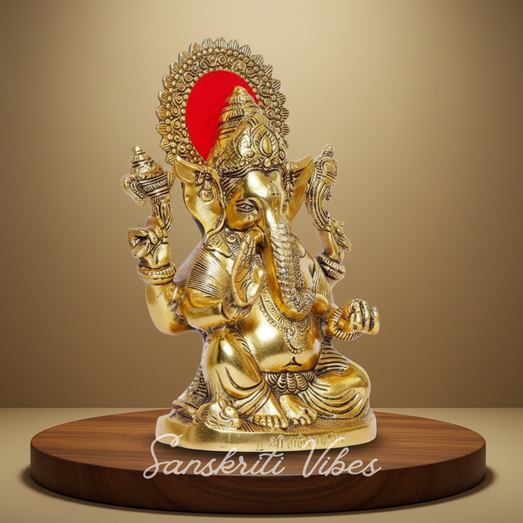 Ganesh Idol Metal Statue Murti for Pooja and Home Decor Glossy Finish Handmade Ganpati Showpiece by Sanskriti Vibes - Retail Maharaj