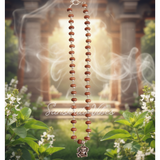 Silver Hanuman Baba Tulsi Locket Mala Spiritual Rosary for Devotion and Protection