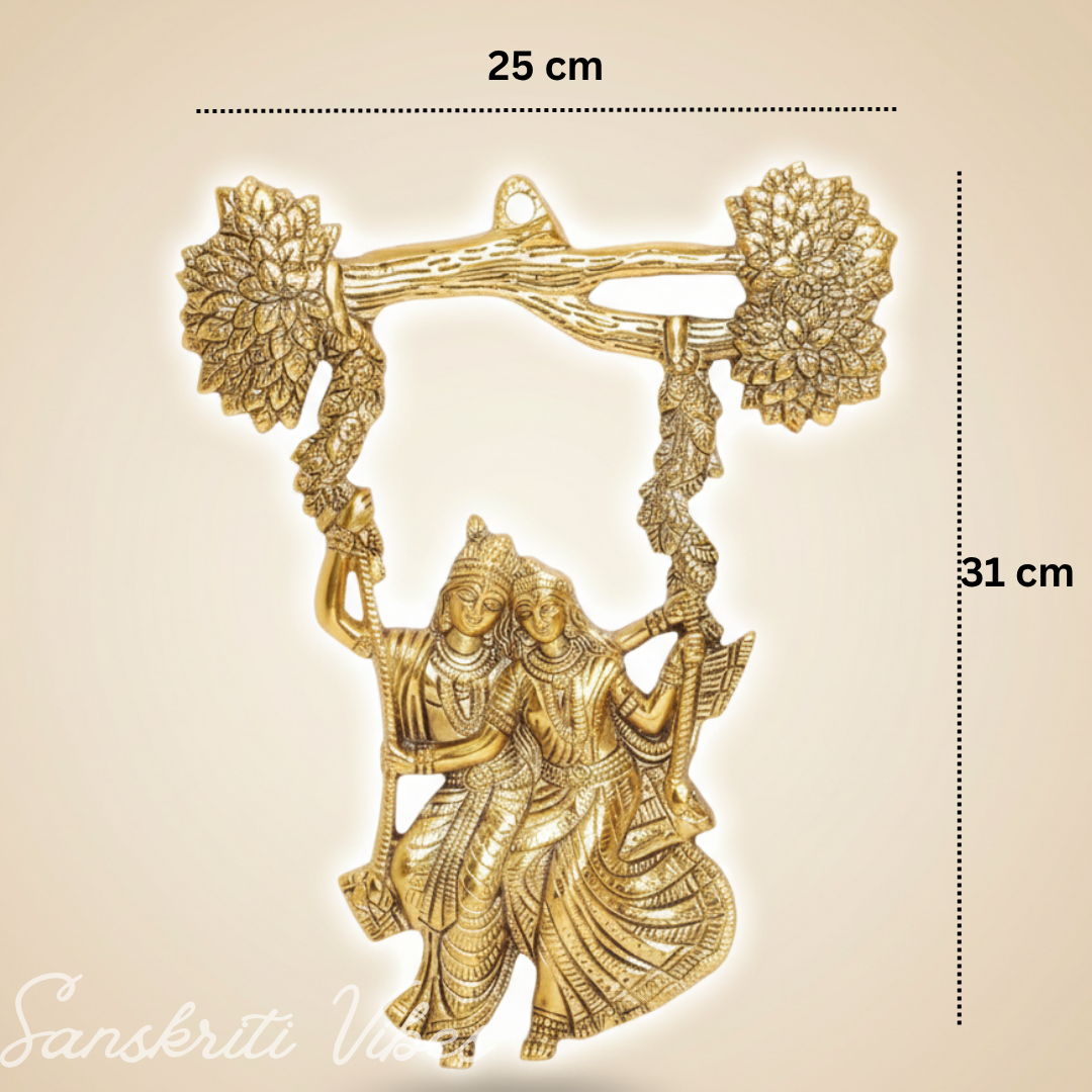 Glossy Metal Radha Krishna Statue | Premium Decorative Idol for Home Temple, Pooja Room & Gifting - Retail Maharaj
