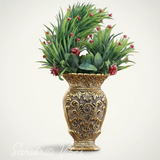 Decorative Metal Vase Antique Gold Finish Baroque Floral Pattern Traditional Ornate Design - Retail Maharaj