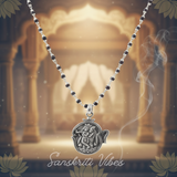 Shri Radha Krishna Silver Pendant Necklace Mala Spiritual Rosary for Devotion and Protection