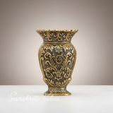 Decorative Metal Vase Antique Gold Finish Baroque Floral Pattern Traditional Ornate Design - Retail Maharaj