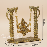 Ganesh Ji Jhula Idol Decorative Showpiece – Handcrafted Metal Swing Ganpati Statue for Home Decor & Auspicious Gifting (Glossy Finish, Made in India)