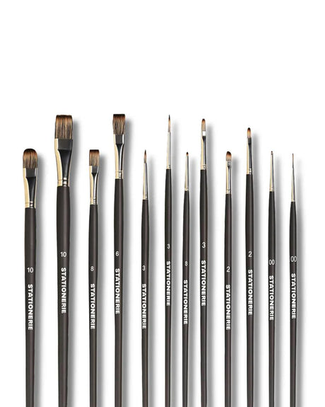 Stationerie Mix Brush Set of 11 Long Handle Mangosta Mix Media - Retail Maharaj