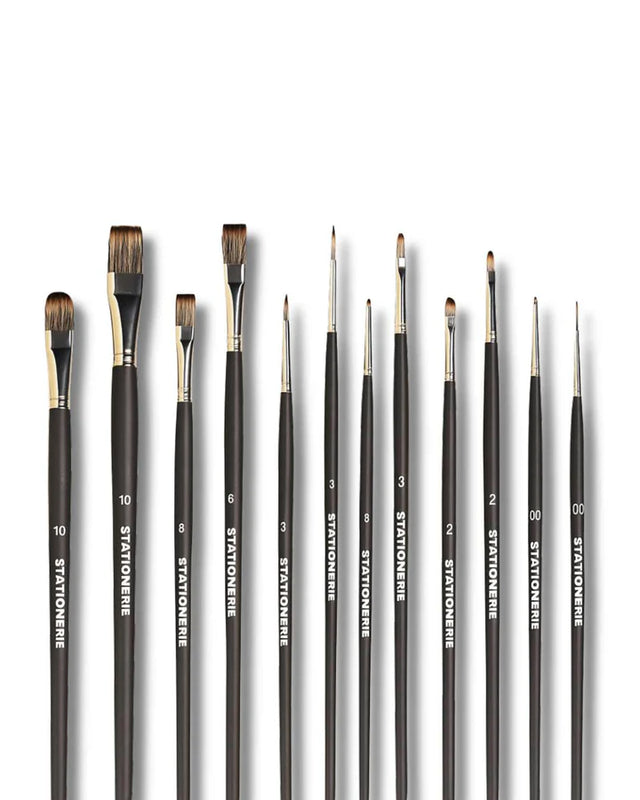 Stationerie Mix Brush Set of 11 Long Handle Mangosta Mix Media - Retail Maharaj