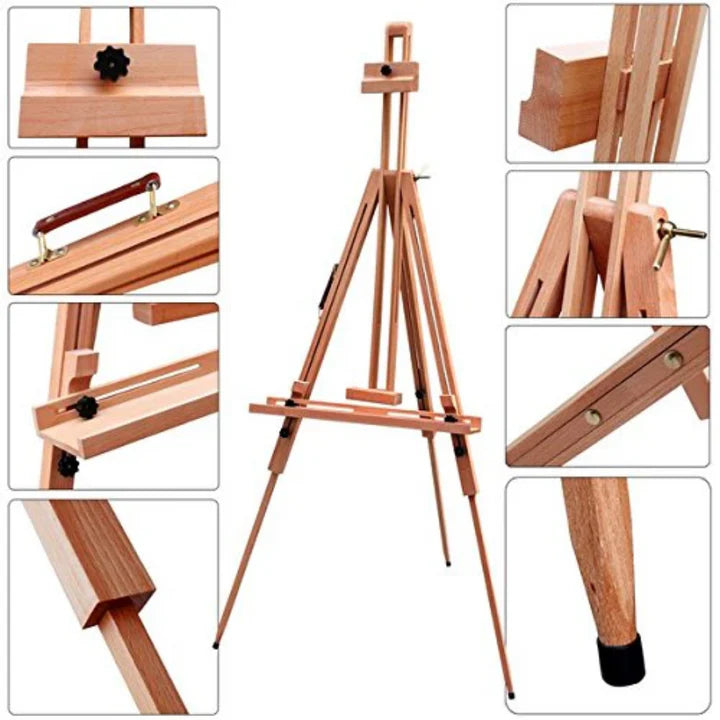 Brustro Heavy Duty Wooden Easel Stand for Painting Sketching and Canvas Display - Retail Maharaj