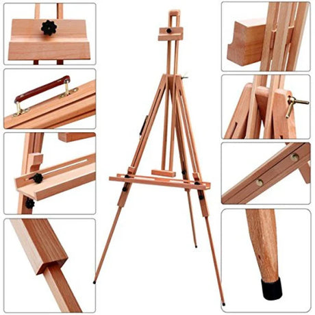 Brustro Heavy Duty Wooden Easel Stand for Painting Sketching and Canvas Display - Retail Maharaj