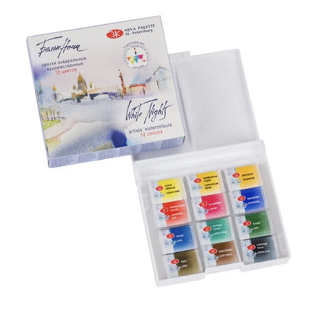 White Nights Artist’s Watercolor Cake Set, 12 Colours for Professional Painting - Retail Maharaj