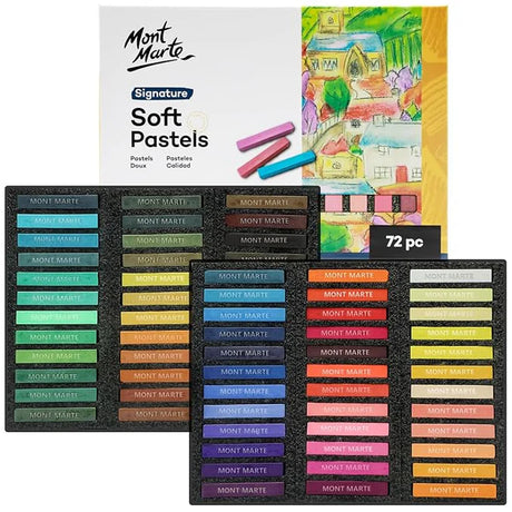 Mont Marte Soft Pastels Signature Set of 72 Assorted Colors for Art, Craft, Drawing, and Sketching - Retail Maharaj