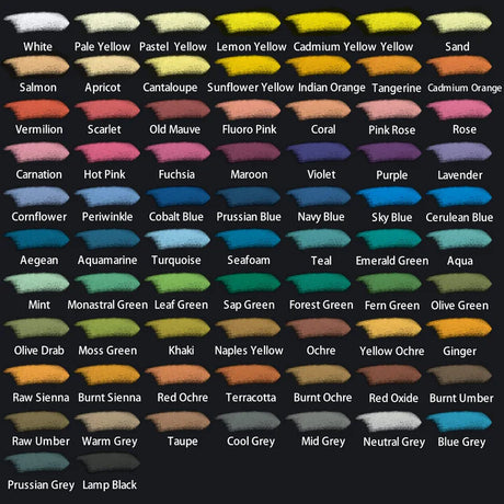 Mont Marte Soft Pastels Signature Set of 72 Assorted Colors for Art, Craft, Drawing, and Sketching - Retail Maharaj