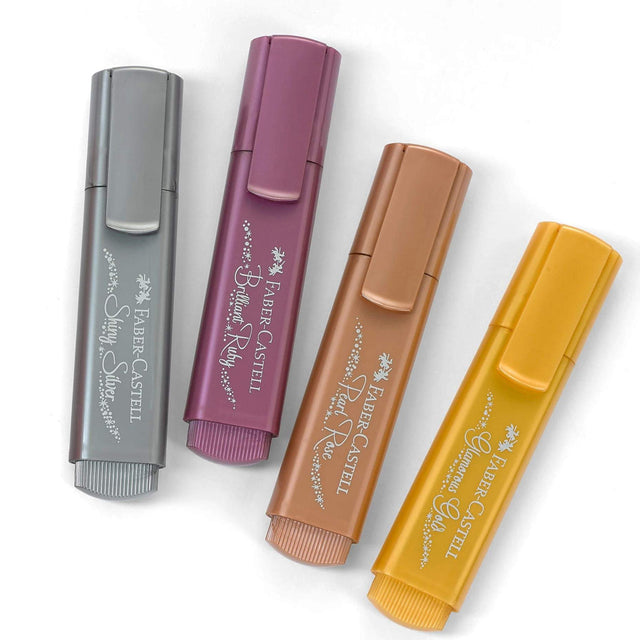 Faber Castell Metallic Glitter Highlighter Pens Set of 4 - Retail Maharaj