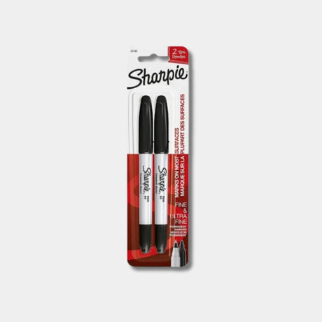 Sharpie Twin Tip Black Set of 2 for Versatile Marking and Precise Detailing - Retail Maharaj