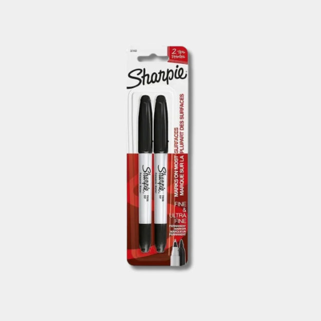 Sharpie Twin Tip Black Set of 2 for Versatile Marking and Precise Detailing - Retail Maharaj