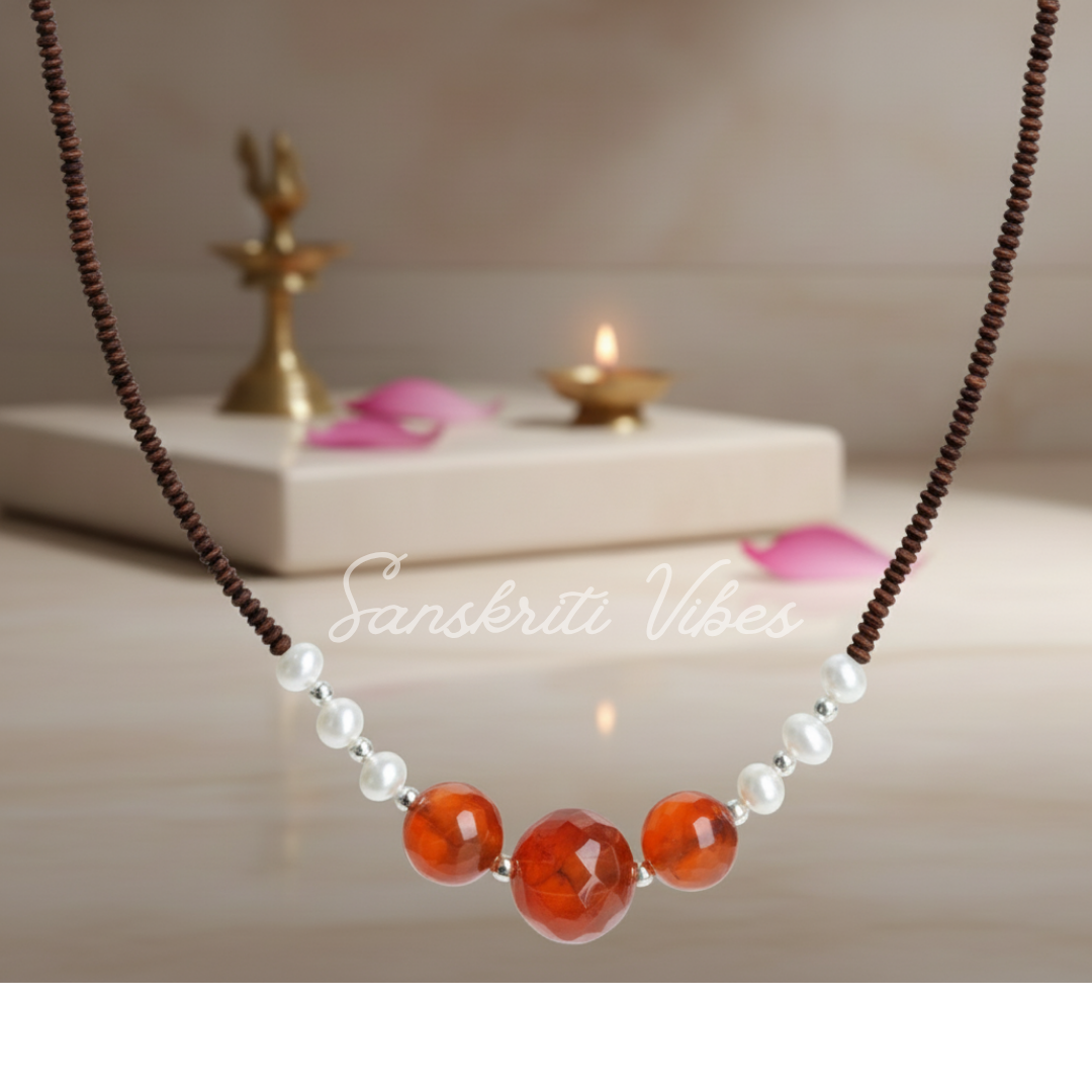 Original Black Tulsi Kanthi Mala with Real Pearl and 92.5 Silver | Handcrafted Spiritual Necklace for Peace, Protection and Positive Energy - Retail Maharaj
