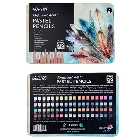 Brustro Artists Pastel Pencil Set 72 Shades with 4mm Core for Blending Shading and Illustration - Retail Maharaj