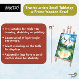 Brustro 12" A-Frame Wooden Tabletop Easel – Lightweight Beechwood, Foldable, Adjustable Legs - Retail Maharaj