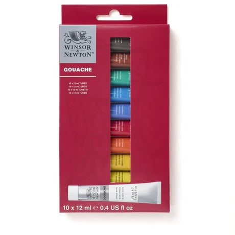 Winsor & Newton Gouache Colour Paint Set 10 Tubes 12ml Each - Retail Maharaj