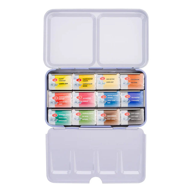White Nights Artist's Watercolour Metal Palette Set of 12 Full Pans - Retail Maharaj