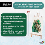 Brustro 20" A-Frame Wooden Tabletop Easel – Lightweight Beechwood, Foldable, Adjustable Legs - Retail Maharaj