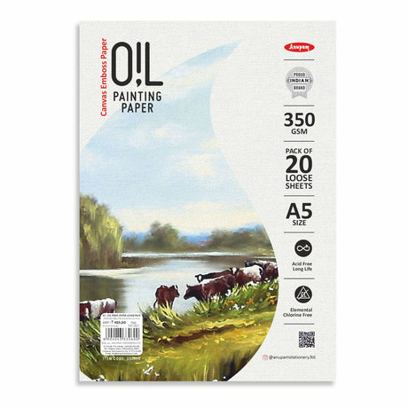 Anupam Oil Painting Drawing Paper Pack 350 GSM Canvas Textured Sheets - Retail Maharaj