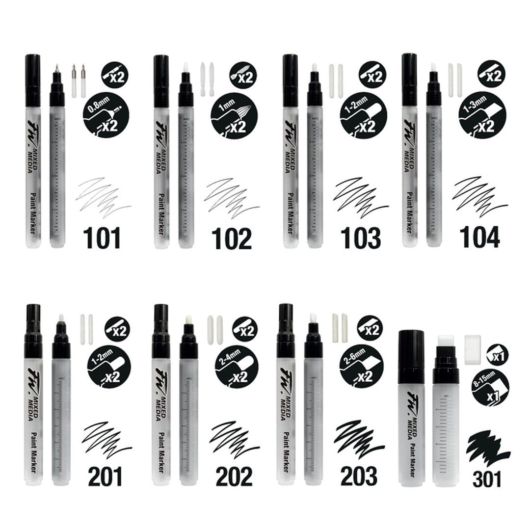 Daler Rowney FW Refillable Empty Paint Markers for Mixed Media - Retail Maharaj