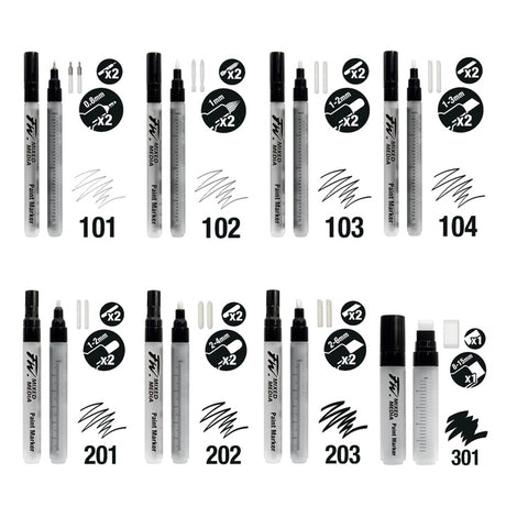 Daler Rowney FW Refillable Empty Paint Markers for Mixed Media - Retail Maharaj